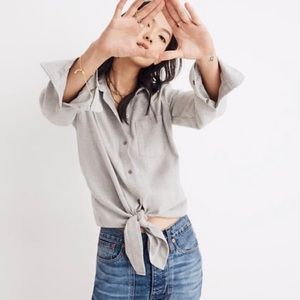 Madewell- Flannel Tie-Front Shirt